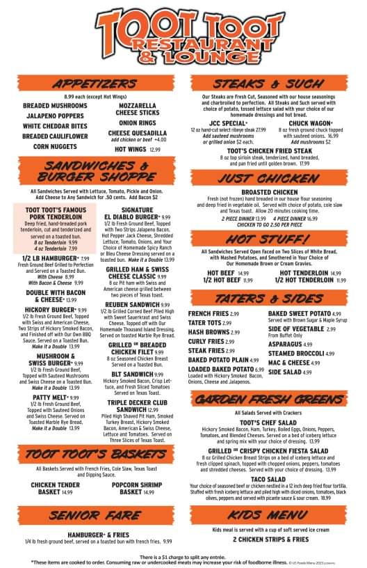 Toot-Toot Restaurant & Lounge Menu - Image 3